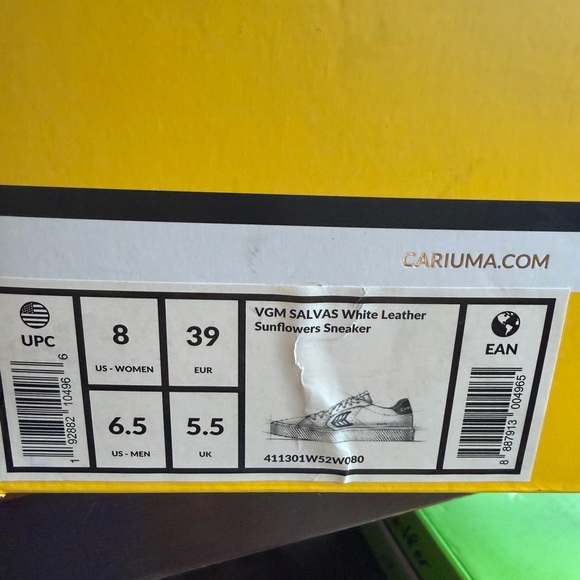 NIB Cariuma Vincent Van Gogh White Leather Sunflowers Lace-Up Sneakers - Picture 7 of 7